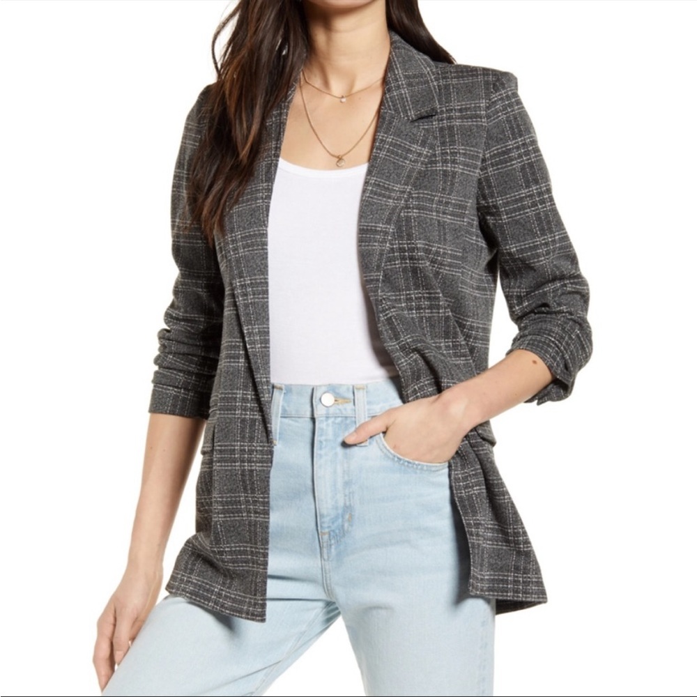 Treasure and Bond Oversized Plaid Blazer